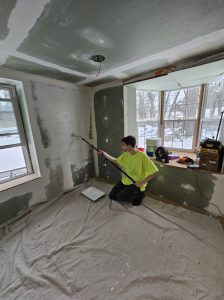 Detail from Bedroom A during the build.