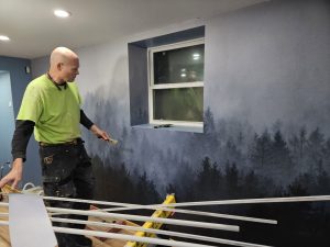 Detail from Bedroom B during the build.