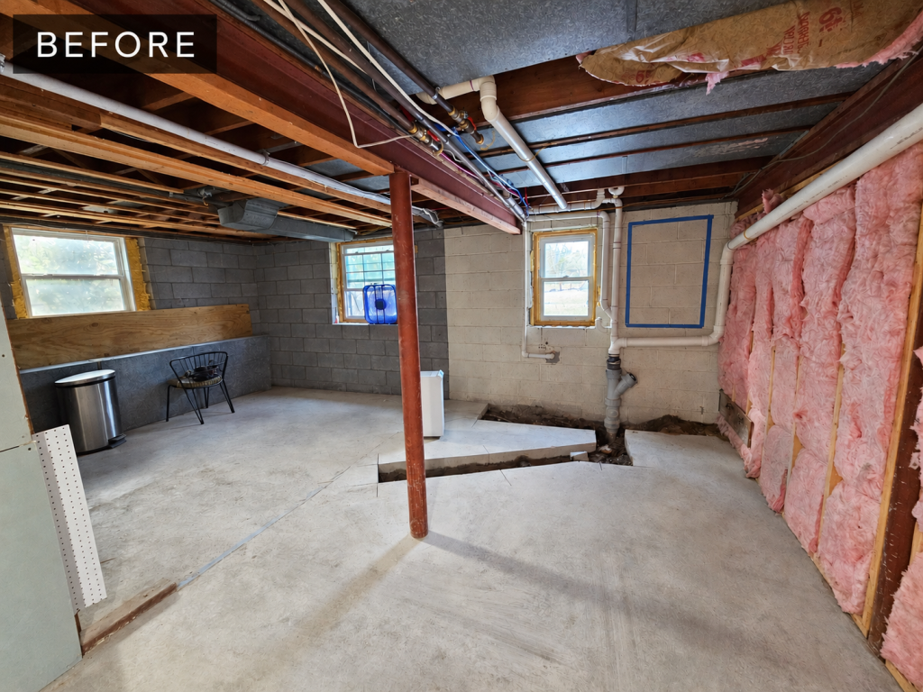 The bathroom space before finishing.